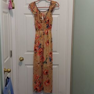 Julia Tan floral sheer top tropical flirty dress Sz L